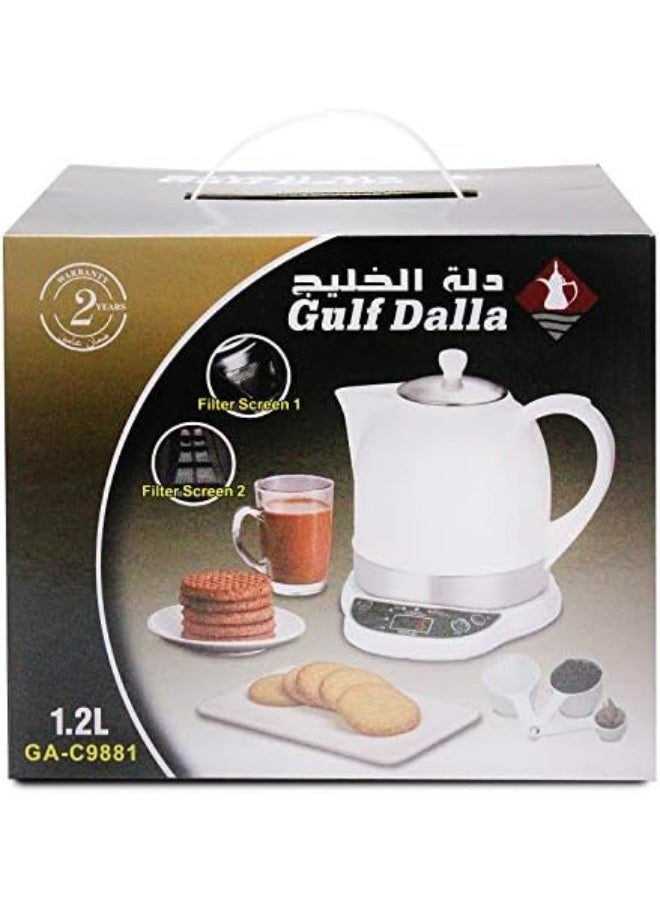 Gulf Dalla دلة كهربائية لصنع شاي الكرك 1200 مل، 1000 واط، غلي سريع، دلة قهوة بيضاء - Image 3